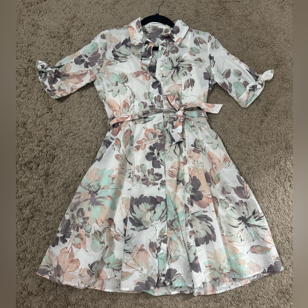 CALVIN KLEIN Floral-Print Shirt Dress
